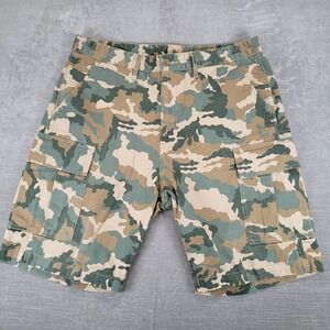 Levi's Mens Camo Cargo Shorts Green Brown Camouflage Multi Pocket Size 36